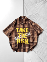TAKE RISK BASKILI OVERSİZE GÖMLEK