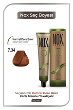 NOX HERBAL SAÇ BOYASI 7.34- AÇIK KUMRAL DORE BAKIR 60ML.
