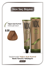 NOX HERBAL SAÇ BOYASI 8.00- YOĞUN AÇIK KUMRAL 60ML.