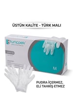 TUNÇPEK VİNİL ELDİVEN PUDRASIZ M BEDEN 100'LÜ PAKET