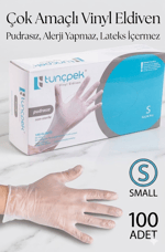 TUNÇPEK VİNİL ELDİVEN PUDRASIZ S BEDEL 100'LÜ PAKET