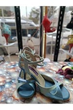 “Aqua Peri Çapraz Bantlı Işıltılı ' TANGO DANS VE SALON AYAKKABISI 8,5 CM 13 PONT KADEH TOPUK - Bedenler: 36 EU, 37 EU, 38 EU, 39 EU