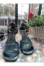 “Kanat Gölgesi” Lacivert LATİN SALSA BACATA TANGO DANS VE SALON AYAKKABISI 7 CM 11 PONT KADEH TOPUK