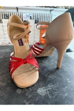 “PASİON KIRMIZI ' TANGO, DANS VE SALON AYAKKABISI 10 CM 15 PONT KAPALI TOPUK