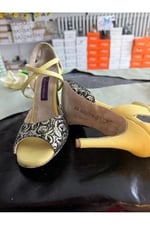 “Sarı İhtişam” TANGO, DANS VE SALON AYAKKABISI 9,5 CM 15 PONT KONİ MODEL TOPUK KAPALI