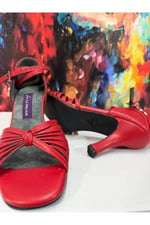 “VELORA KIRMIZI ' TANGO, DANS VE SALON AYAKKABISI 7.5 CM 11 PONT KAPALI TOPUK