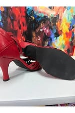 “VELORA KIRMIZI ' TANGO, DANS VE SALON AYAKKABISI 7.5 CM 11 PONT KAPALI TOPUK