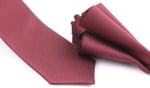 1.Kalite Özel Desenli Kravat Mendil Seti - Bordo Bordo Bordo ars-455