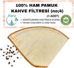 (1 adet) Yıkanabilir, Kumaş Kahve Filtresi (no:4) Ağartılmamış%100 Ham Pamuk, Organik, Ekolojik Filtre no:4