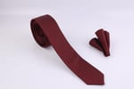 1.Kalite Özel Desenli Kravat Mendil Seti - Bordo Bordo Bordo ars-455