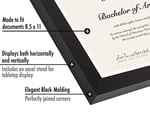 (1, Black) - Americanflat Document Frame - Made to Display Certificates 22cm x 28cm - Document Frames, Certificate Frames, Standard Paper Frame