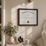 (1, Black) - Americanflat Document Frame - Made to Display Certificates 22cm x 28cm - Document Frames, Certificate Frames, Standard Paper Frame