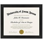 (1, Black) - Americanflat Document Frame - Made to Display Certificates 22cm x 28cm - Document Frames, Certificate Frames, Standard Paper Frame