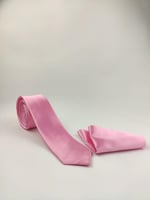 1. Kalite Saten Parlak Slim Kravat Mendil Seti Pembe pembe Tek Ebat pembe Tek Ebat ars-279