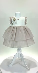 1 yaş çiçekli işlemeli parti elbisesi