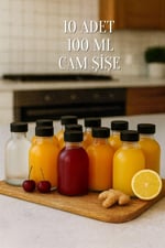 10 Adet 100 Ml Siyah Kapaklı Düğün, Kına, Nişan, Kolonya, Hediyelik Şişesi Kapaklı 100 Cc Cam Şişe