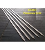 10 Adet 55 Cm Paslanmaz Çelik Krom Şiş Kuşbaşı-Tavuk-Kanat- Kebap Şişi Adana Ömürlük