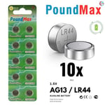10 Adet LR44 AG13 A76, G13, L1154, SR44, G13A 1,5 V PoundMax Alkalin Düğme Pil Paketi Cıva içermeyen, sızdırmaz, uzun raf ömrü, oyuncaklar, ölçüm cihazları ve hesap makineleri için ile uyumludur