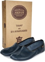 %100 Deri Hac Umre Tavaf ve Ev Ayakkabısı Lacivert