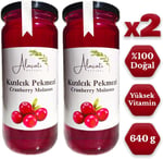 %100 Doğal Kızılcık Pekmezi Yüksek Vitamin ve Antioksidan Kaynağı (640g x2 Adet)