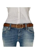 %100 Hakiki Deri Gold Dikdörtgen Tokalı Taba Baskılı İnce Kadın Kemeri, 3cm; 3cm-KDN-05-taba.Dsnli