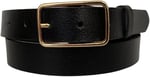 %100 Hakiki Deri Gold Dikdörtgen Tokalı Siyah İnce Kadın Kemeri, 3cm; 3cm-KDN-05-Siyah.DÜZ