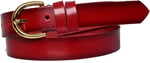 %100 Hakiki Deri Gold Tokalı Bordo İnce Kadın Kemeri, 3cm; 3cm-KDN-02-BorDo.Düz