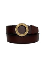 %100 Hakiki Deri, Gold Tokalı Bordo Kadın Kot Kemeri 4 cm; Bordo-byn-59