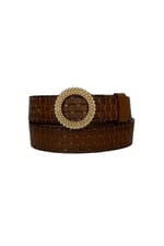 %100 Hakiki Deri, Gold Tokalı Kahverengi Kadın Kot Kemeri 4 cm; ToSado.kare-byn-59