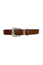 %100 Hakiki Deri, Gümüş Taşlı Tokalı, Metal Taşlı Köprülü Kahverengi Kadın Kot Kemeri 4 cm; Kahve-byn-66
