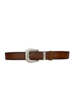 %100 Hakiki Deri, Gümüş Taşlı Tokalı, Metal Taşlı Köprülü Kahverengi Kadın Kot Kemeri 4 cm; ToSado.-ORGULU-byn-66