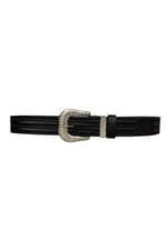%100 Hakiki Deri, Gümüş Taşlı Tokalı, Metal Taşlı Köprülü Siyah Kadın Kot Kemeri 4 cm; Siyah.-ORGULU-byn-66