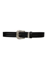 %100 Hakiki Deri, Gümüş Taşlı Tokalı, Metal Taşlı Köprülü Siyah Kadın Kot Kemeri 4 cm; Siyah.-ORGULU-byn-66