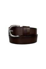 %100 Hakiki Deri, Gümüş Tokalı Koyu Kahverengi Kadın Kot, Spor Kemer 4 cm; KoKa-byn-45