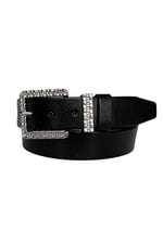 %100 Hakiki Deri, Gümüş Tokalı, Metal Köprülü Siyah Kadın Kot Kemeri 4 cm; an-byn-62