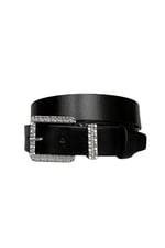 %100 Hakiki Deri, Gümüş Tokalı, Metal Köprülü Siyah Kadın Kot Kemeri 4 cm; an-byn-62