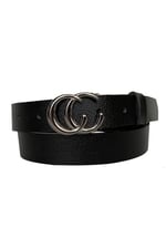 %100 Hakiki Deri Gümüş Tokalı Siyah İnce Kadın Kemeri, 3cm; 3cm-KDN-13-Siyah.DÜZ