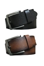 %100 Hakiki Kaliteli Deri 2'li Set 4.5 cm Kot, Spor Kemer Siyah, Kahverengi; DK-11111-22222