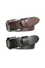 %100 Hakiki Kaliteli Deri 2'li Set 4.5 cm Geniş Dilli Kot, Spor Kemer; Siyah, Kahverengi, 2li.Genis-siy.kah