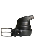 %100 Hakiki Kaliteli Deri, Kenarları Dikişli Siyah Klasik Kumaş Pantolon Kemeri 3,5 cm, Go-Dk-KLA-05