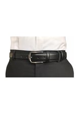 %100 Hakiki Kaliteli Deri, Kenarları Dikişli Siyah Klasik Kumaş Pantolon Kemeri 3,5 cm, Go-Dk-KLA-05