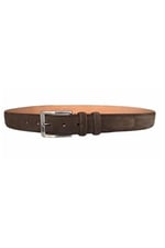%100 Hakiki Kaliteli Süet Deri 3.5 cm Koyu Kahverengi Klasik, Kumaş Pantolon Kemeri