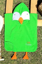%100 Pamuk 45x50 Kadife Bebek-Çocuk Panço Yeşil