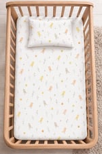 %100 Pamuk Lastikli Bebek Çarşafı + Yastık Kılıfı | Park Yatak 60x120 70x110 70x120 Uyumlu - Seçenekler: KUŞ, ATLIKARINCA MAVİ, ATLIKARINCA PEMBE, AYICIK, BULUT...