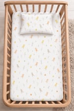 %100 Pamuk Lastikli Bebek Çarşafı + Yastık Kılıfı | Park Yatak 60x120 70x110 70x120 Uyumlu - Seçenekler: KUŞ, ATLIKARINCA MAVİ, ATLIKARINCA PEMBE, AYICIK, BULUT...