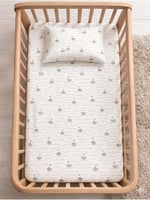 %100 Pamuk Lastikli Bebek Çarşafı + Yastık Kılıfı | Park Yatak 60x120 70x110 70x120 Uyumlu - Seçenekler: KUŞ, ATLIKARINCA MAVİ, ATLIKARINCA PEMBE, AYICIK, BULUT...