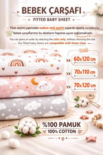 %100 Pamuk Lastikli Bebek Çarşafı + Yastık Kılıfı | Park Yatak 60x120 70x110 70x120 Uyumlu - Seçenekler: KUŞ, ATLIKARINCA MAVİ, ATLIKARINCA PEMBE, AYICIK, BULUT...