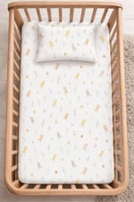 %100 Pamuk Lastikli Bebek Çarşafı + Yastık Kılıfı | Park Yatak 60x120 70x110 70x120 Uyumlu - Seçenekler: KUŞ, ATLIKARINCA MAVİ, ATLIKARINCA PEMBE, AYICIK, BULUT...