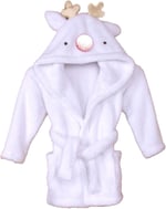 %100 Polyester Beyaz Çocuk Kapüşonlu Sabahlık Bornoz Ev Giyim 2-4 Yaş