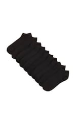 10'lu Siyah Patik Ekonomik Paket Unisex Kısa Spor Sneakers Çorap